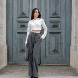 Beyaz Fleto Cep Crop Gömlek Beyaz Fleto Cep Crop Gömlek