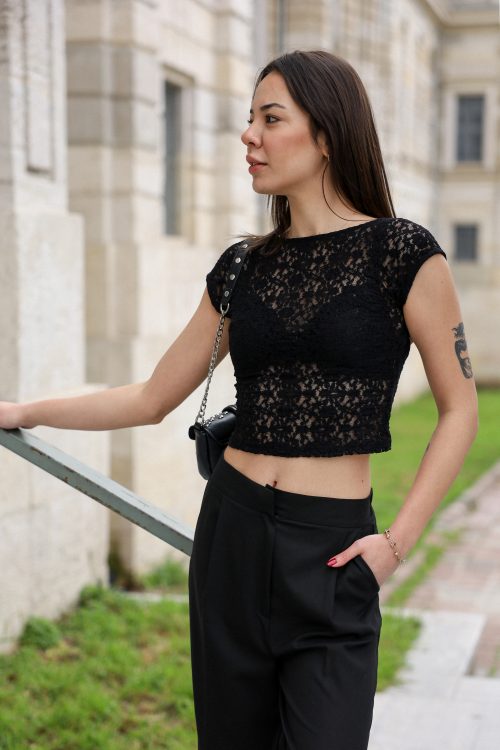Sırt Dekolteli Dantel Crop 5