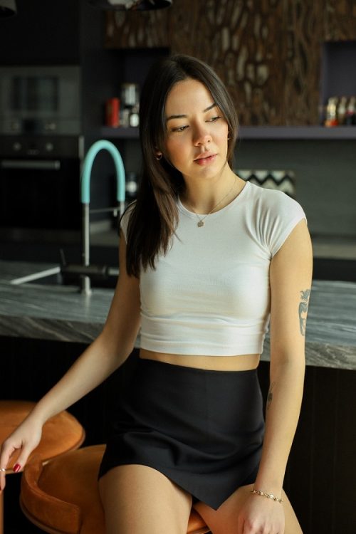 Beyaz Crop Tshirt